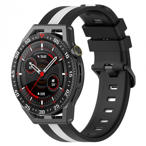 Pour Coros Apex 46mm/Apex Pro/Ticwatch Pro 3 Bracelet de montre en silicone bicolore vertical 22mm (noir + blanc) SH301C761-37