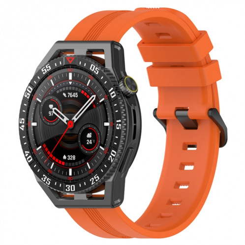 Pour Coros Apex 46mm/Apex Pro/Ticwatch Pro 3 Bracelet de montre en silicone de couleur unie verticale de 22mm (Orange) SH501B1405-37