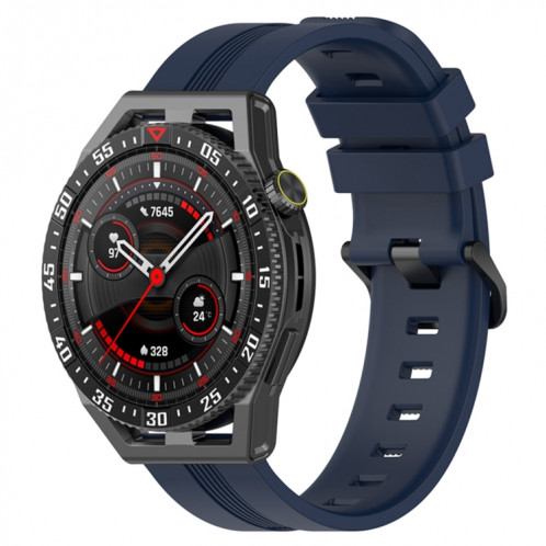 Pour Coros Apex 46mm/Apex Pro/Ticwatch Pro 3 Bracelet de montre en silicone de couleur unie verticale de 22mm (bleu foncé) SH501C951-37