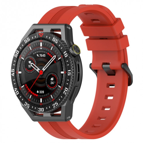 Pour Coros Apex 46mm/Apex Pro/Ticwatch Pro 3 22mm Bracelet de montre en silicone de couleur unie verticale (rouge) SH501E1174-37