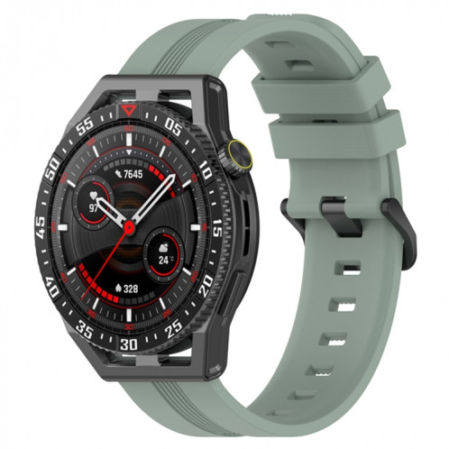 Pour Coros Apex 46mm/Apex Pro/Ticwatch Pro 3 Bracelet de montre en silicone de couleur unie verticale de 22mm (gris vert) SH501F1966-37