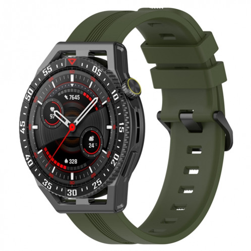 Pour Coros Apex 46mm/Apex Pro/Ticwatch Pro 3 Bracelet de montre en silicone de couleur unie verticale de 22mm (vert armée) SH501G761-37