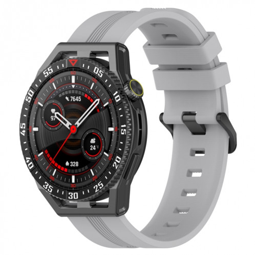 Pour Coros Apex 46mm/Apex Pro/Ticwatch Pro 3 Bracelet de montre en silicone de couleur unie verticale de 22mm (gris clair) SH501H1817-37