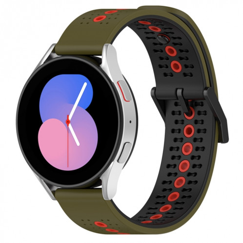 Pour Coros Apex 46mm/Apex Pro/Ticwatch Pro 3 Bracelet de montre en silicone respirant tricolore 22mm (vert armée + rouge) SH601G1392-37