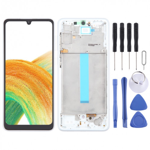 Pour Samsung Galaxy A33 5G SM-A336 6,36 pouces OLED LCD écran numériseur assemblage complet avec cadre (blanc) SH303W1735-38