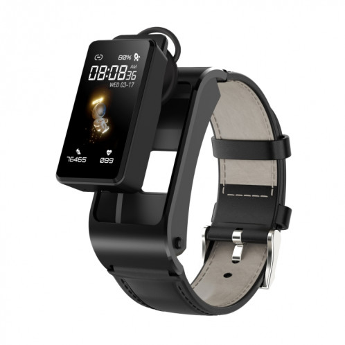 H21 1,14 pouces bande de cuir écouteur détachable montre intelligente prise en charge mesure de la température/appel Bluetooth/commande vocale (noir) SH501A42-310