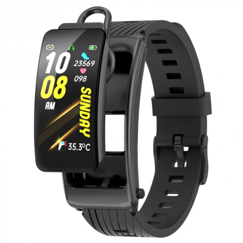K20 1,14 pouces bande de silicone écouteur détachable vie étanche montre intelligente prise en charge appel Bluetooth (noir) SH701A1214-315