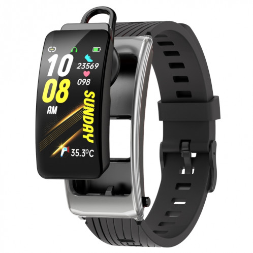 K20 1,14 pouces bande de silicone écouteur détachable vie étanche montre intelligente prise en charge appel Bluetooth (noir argent) SH701C277-315
