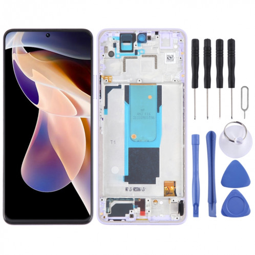 Écran LCD pour Xiaomi Redmi Note 11 Pro + 5G Numériseur Assemblage complet avec cadre (Violet) SH803C531-36