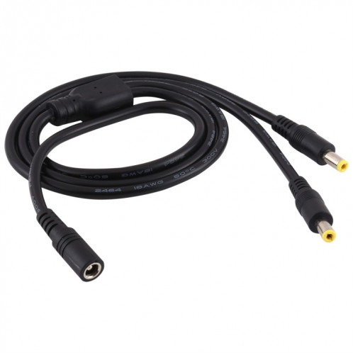8A 5.5 x 2,5 mm 1 à 2 femelle à mâle prise DC Power Splitter Adaptateur Câble d'alimentation, Durée du câble: 70cm (noir) SH001A525-34
