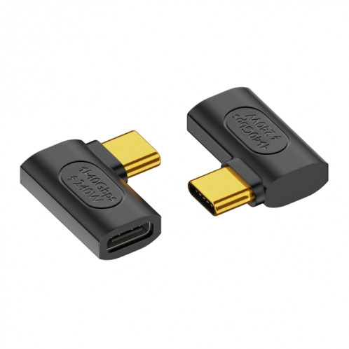 40Gbps 240W USB-C / Type-C Femelle vers USB-C / Type-C Male Side Bend Adapter (Noir) SH701A577-37