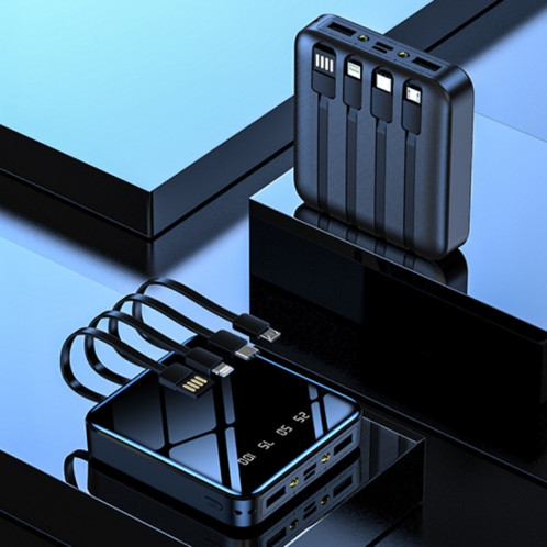 10000mAh Mirror Mini LED Digital Display Power Bank avec câble (Noir) SH401A549-311