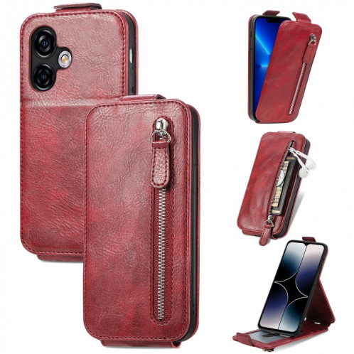 Pour Ulefone Note 16 Pro Zipper Wallet Étui de téléphone en cuir à rabat vertical (rouge) SH201C1020-36