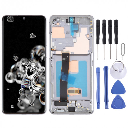 Pour Samsung Galaxy S20 Ultra 4G/5G SM-G988 6,67 pouces OLED LCD écran numériseur assemblage complet avec cadre (gris) SH903H1303-38