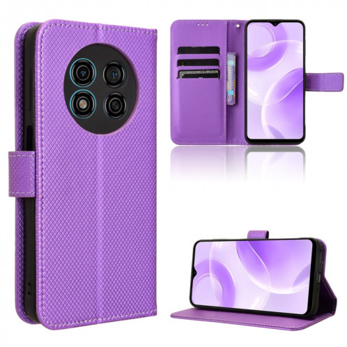 Pour Ulefone Note 15 Étui de téléphone en cuir à texture diamant (violet) SH202E1532-36