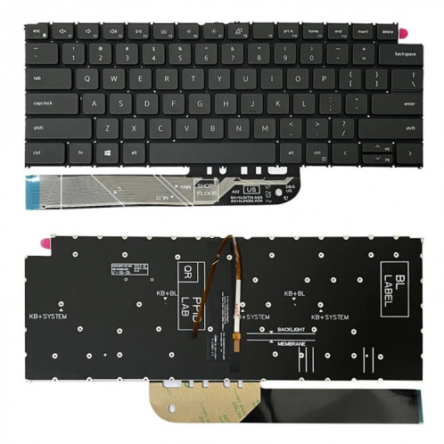 Pour Dell Vostro 5310 5320 5410 Latitude 3320 3420 US Version rétro-éclairage clavier d'ordinateur portable (noir) SH502A1493-36