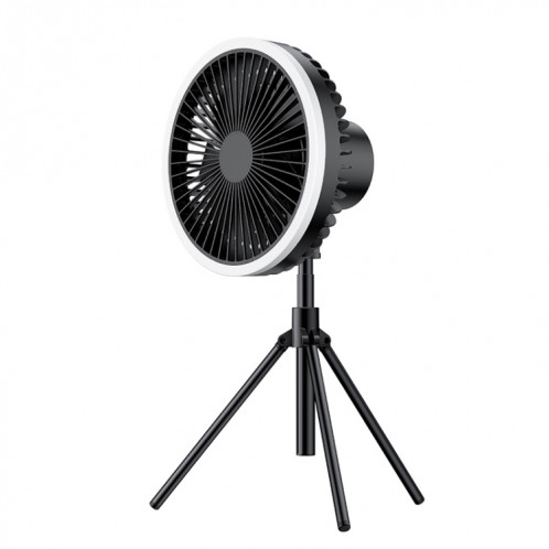 DQ216 10000mAh Extérieur Portable Tête Pivotante Levable Camping Ventilateur Tente Suspendue Vertical Coloré Lumière avec Télécommande (Noir) SH201B183-37