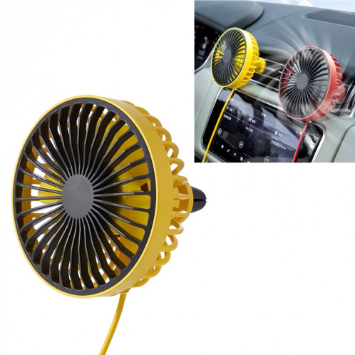 F829 Ventilateur de refroidissement électrique de sortie d'air de voiture portable avec lumière LED (jaune) SH701D1327-314