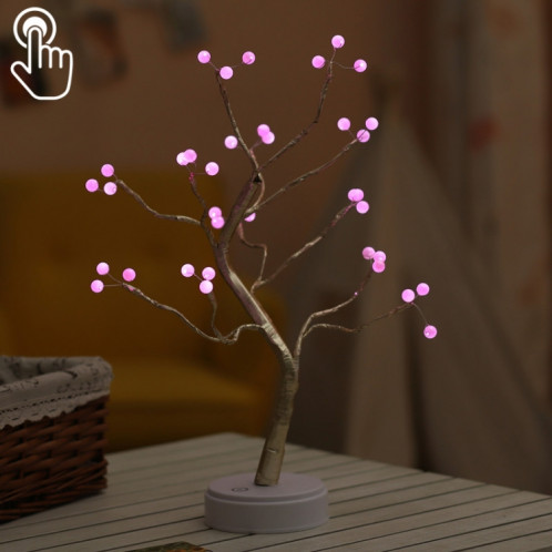 36 LED Pearl Tree Lampe de table en fil de cuivre Décoration créative Veilleuse à commande tactile (lumière rose) SH4006835-34