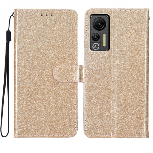 Pour Ulefone Note 14 Étui de téléphone en cuir à rabat en poudre scintillante (or) SH901C1682-35