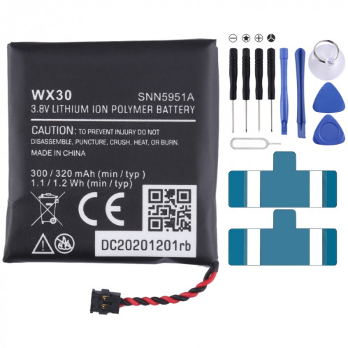 Batterie de remplacement pour Motorola Moto 360 1ère génération SNN5951A, WX30, 300mAh SH99011555-34