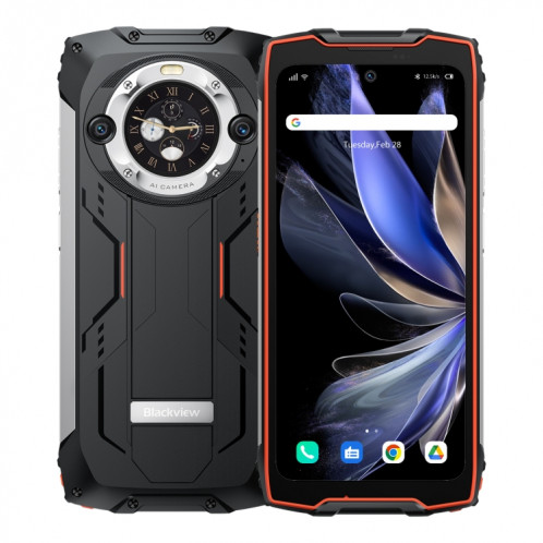  Blackview BV9300 Pro, 12 Go + 256 Go, IP68/IP69K/MIL-STD-810H, 6,7 pouces + 1,32 pouces Android 13 MediaTek Helio G99 Octa Core, réseau : 4G, NFC, OTG (Orange) SB902B500-313