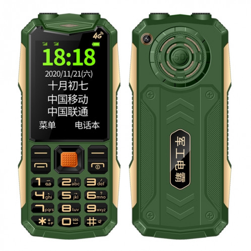 Téléphone robuste K1+ 4G pour personnes âgées, 2,6 pouces, batterie 1500 mAh, lampe de poche LED, réseau : 4G, double SIM, SOS, prise : (vert) SH401C543-315