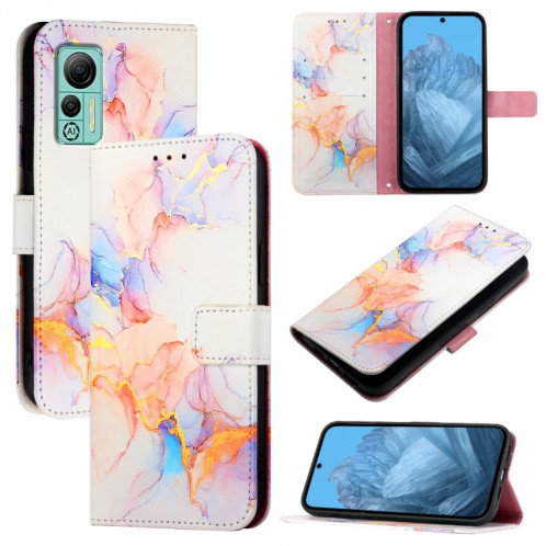 Pour Ulefone Note 14 PT003 Étui à rabat en cuir à motif marbre (Galaxy Marble White) SH201C1262-37