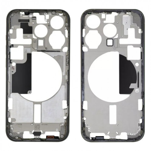 Pour iPhone 15 Pro Cadre central Plaque de lunette avec touches latérales + plateau de carte, Version : Version CE UE (Noir) SH603A1424-37