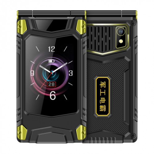 Téléphone robuste à double écran M7+ 4G, 2,8 pouces à l'intérieur, 2,4 pouces à l'extérieur, batterie 6800mAh, 24 touches, lampe de poche, réseau : 4G, double SIM, SOS, prise : prise américaine (noir) SH402A1580-317
