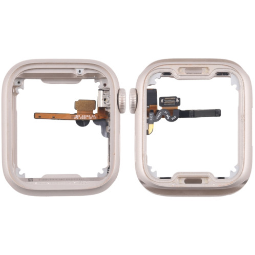 Pour Apple Watch Series 7/8/9 45MM LTE Cadre central en alliage d'aluminium avec câble flexible Crown Spin Axis (Starlight) SH502B369-36