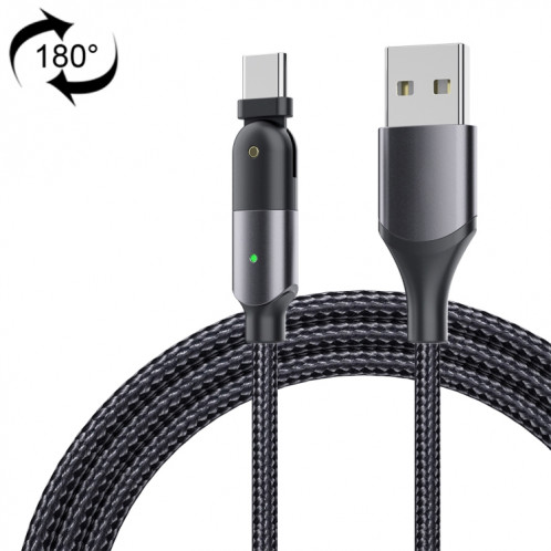 ZFXCT-WY0G 3A USB vers USB-C / Type-C Câble de charge coude rotatif à 180 degrés, longueur: 1,2 m (gris) SH201A430-316