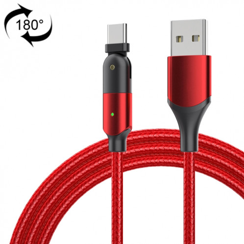 ZFXCT-WY09 3A USB vers USB-C / Type-C Câble de charge coude rotatif à 180 degrés, longueur: 1,2 m (rouge) SH201B1844-316