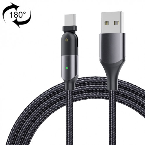 ZFXCT-WYA0G 3A USB vers USB-C / Type-C Câble de charge coude rotatif à 180 degrés, longueur: 2 m (gris) SH202A481-316