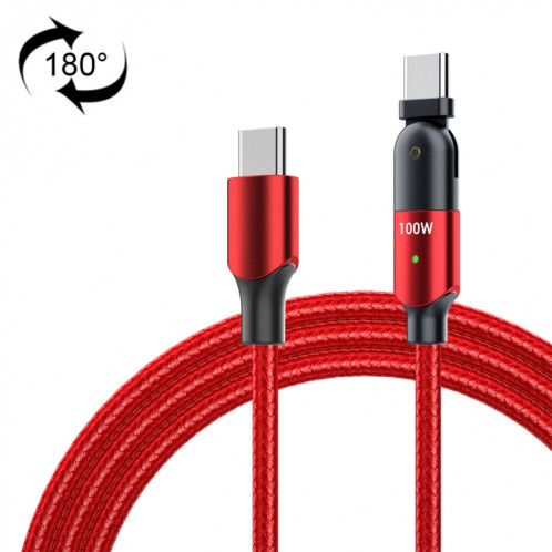 FXCTL-WYA09 100W 5A USB-C / Type-C à Type-C Câble de charge rapide coude rotatif à 180 degrés, longueur: 2 m (rouge) SH902B1155-316