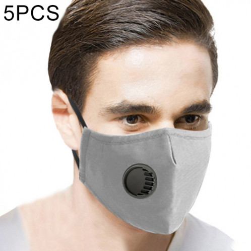 5 PCS pour hommes femmes filtre remplaçable lavable masque respiratoire PM2.5 masque anti-poussière (gris) SH503H1848-37