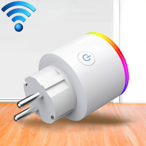 15A WiFi EU Plug Alimentation Adaptateur Électricité Statistiques APP Télécommande Timer Smart Socket, avec Alexa et Google Accueil & RVB Couleurs LED Lumière, AC 100-250V SH03671826-310