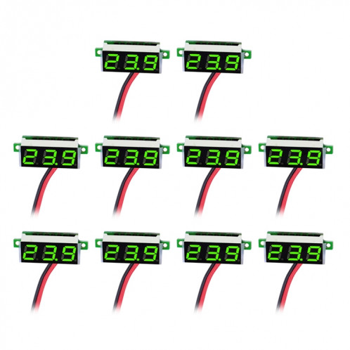Tensiomètre numérique 10 PCS 0,36 pouces à 2 fils, Affichage couleur, Tension de mesure: DC 2.5-30V (Vert) SH101G1117-37