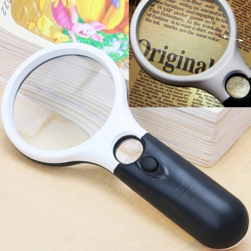 Mini-loupe visuelle de lecture portable 3-45X avec 3 lumières DEL (blanc) SH518W834-37