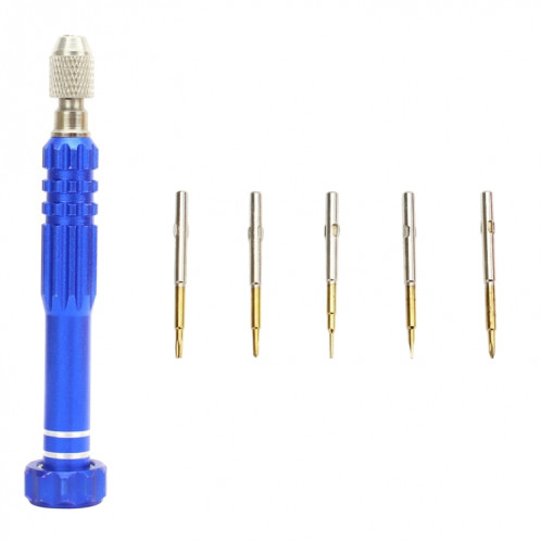 JF-6688 5 en 1 Métal Stylo Multi-usages Tournevis Set pour la réparation de téléphone (Bleu) SJ917L1791-34