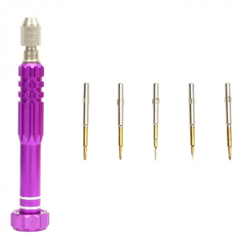 JF-6688 5 en 1 Métal Stylo Multi-usages Tournevis Set pour la réparation de téléphone (Violet) SJ917P575-34