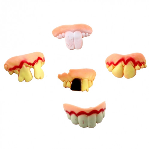 5 PCS Halloween Prank Drôle Divers Modélisation Entier effrayante Dents En Dentier Faux Bretelles pour Party Club, Livraison de Style Aléatoire SH0245905-34