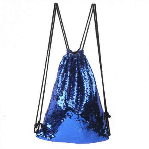 Mermaid Glittering Sequin Drawstring Sports Backpack Sac à bandoulière (Sapphire Blue Silver) SH988D1975-34