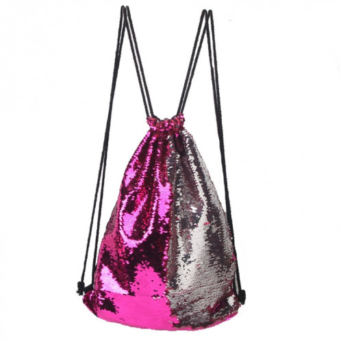 Mermaid Glittering Sequin Drawstring Sports Backpack Sac à bandoulière (Magenta Silver) SH88MS654-34