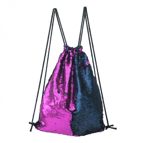 Mermaid Glittering Sequin Drawstring Sports Backpack Sac à bandoulière (Dark Purple Blue) SH88PL744-34