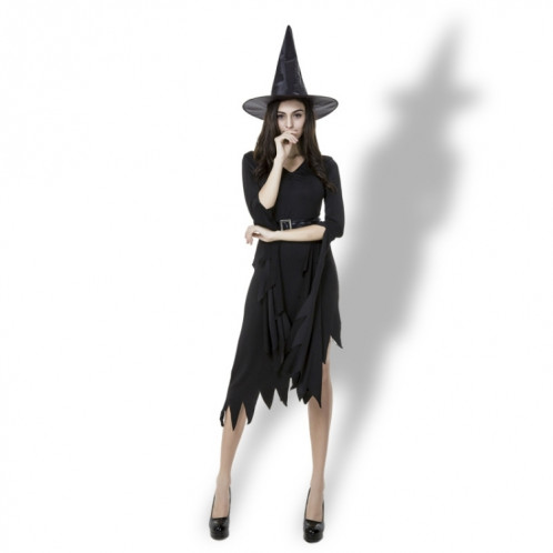 Robe de sorcellerie noire, longue et irrégulière, sortie costume d'Halloween, robe de sorcellerie, XL, Poitrine: 98 cm, Tour de taille: 80 cm, Longueur de la jupe: 110 cm SH3533671-37