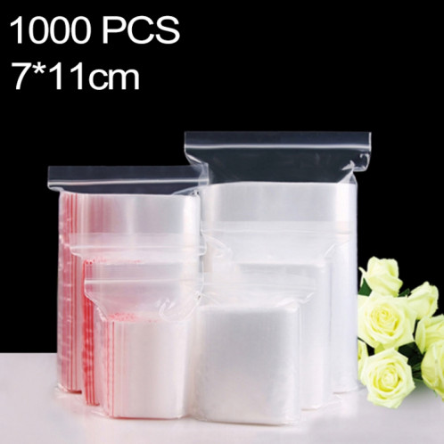 1000 PCS 7 cm x 11 cm PE auto-scellant clair Zip Lock sac d'emballage, impression personnalisée et taille sont les bienvenus SH4180564-36