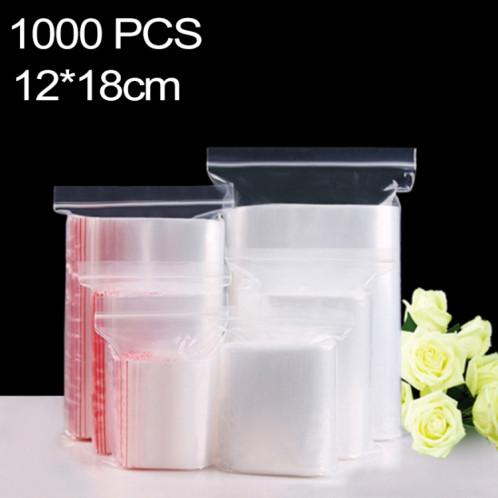 1000 PCS 12 cm x 18 cm PE auto-scellant sac d'emballage transparent à fermeture à glissière, impression personnalisée et taille sont les bienvenus SH4184639-36