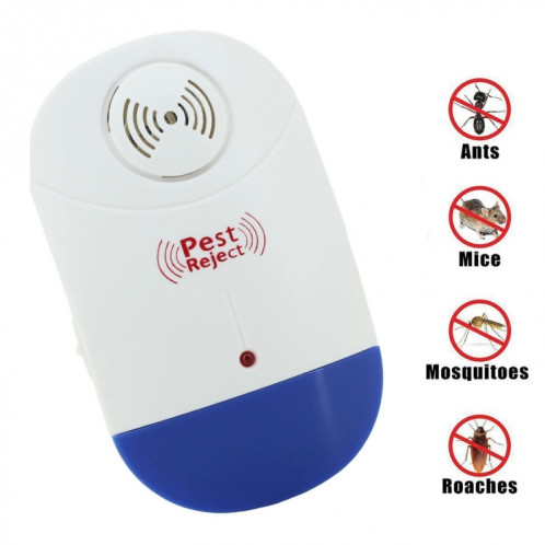Répulsif ultrasonique électronique de contrôle de ravageur de rat de moustique avec la lumière de LED, prise EU AC90V-250V (blanc + bleu) SR4601297-34