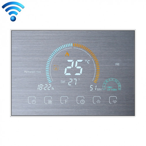 BHT-8000-GCLW-SS Miroir en acier inoxydable brossé contrôlant le chauffage de la chaudière à eau / gaz Économie d'énergie et respectueux de l'environnement Smart Home Affichage négatif Écran LCD Thermostat SH53701045-37